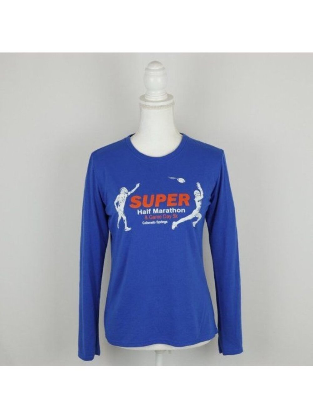 Gildan Performance Women's Medium Blue Graphic Crewneck Long Sleeve Tee